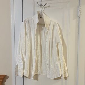Roxy White Seersucker 100% Cotton Button Down Shirt